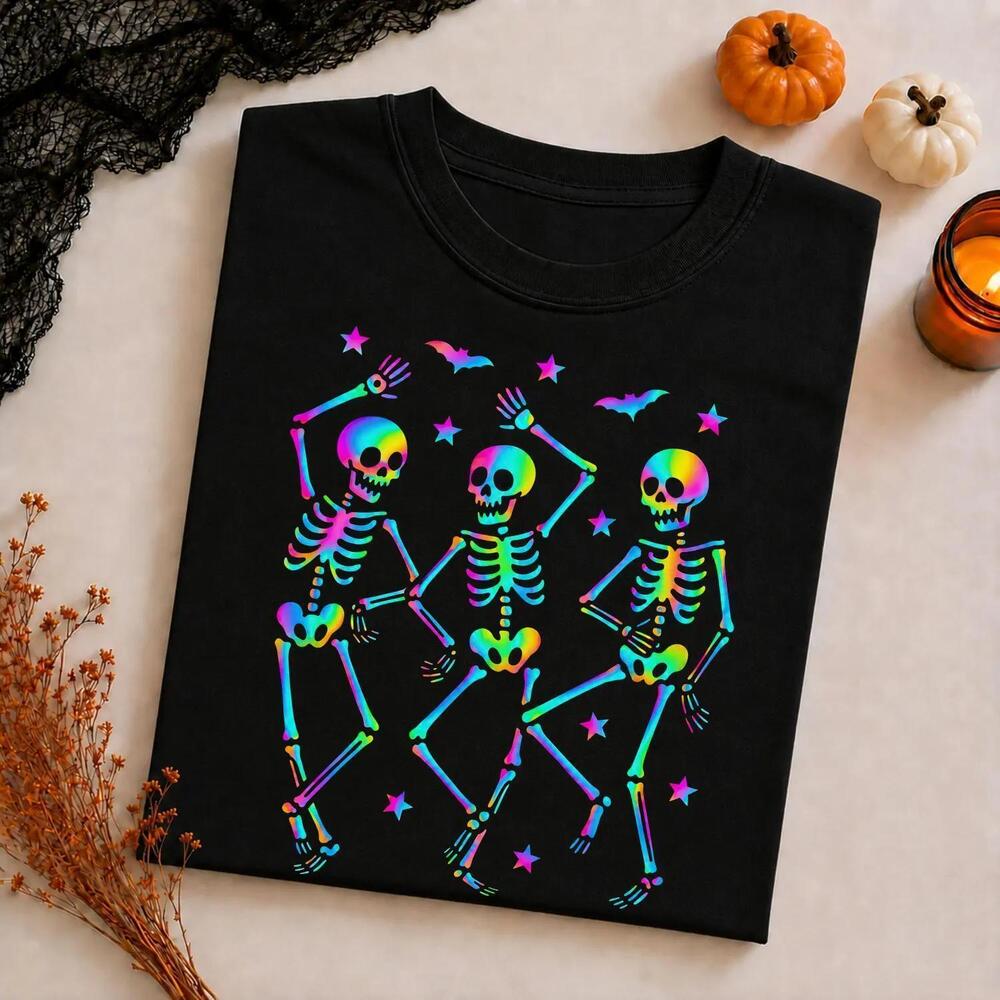 Neon Halloween Skeleton Shirt,  Gift, Gothic Graphic Tee